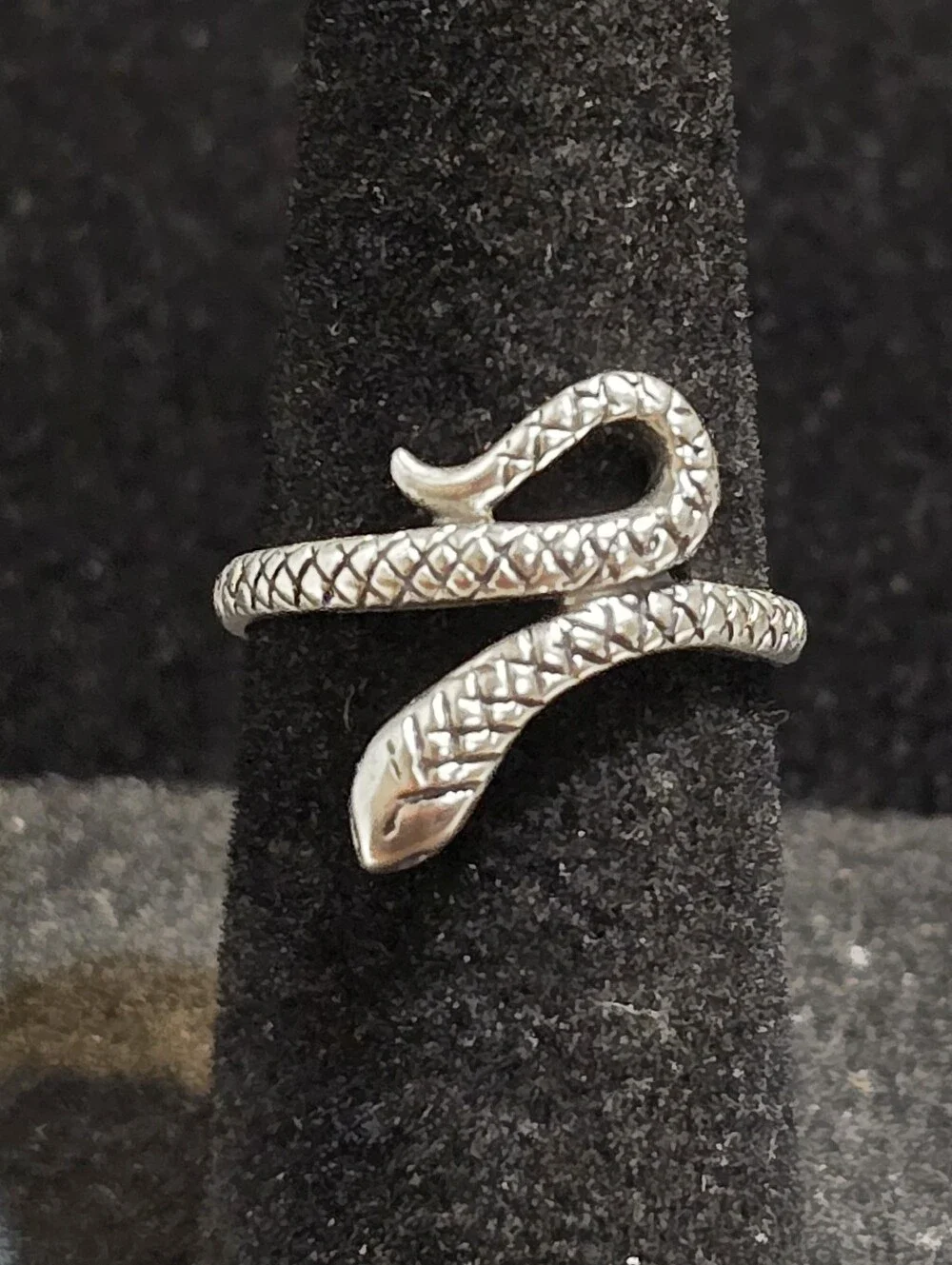 Adjustable Size 4-5 Sterling Silver Snake Design Ring 925